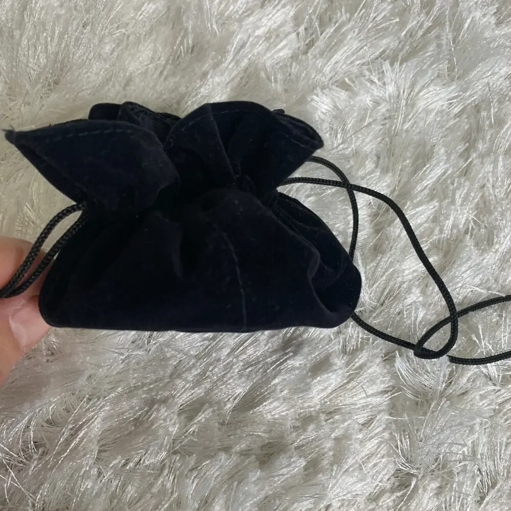 Black Velvet Drawstring Pouch Bag Jewelry Travel Bag Interior Pockets
